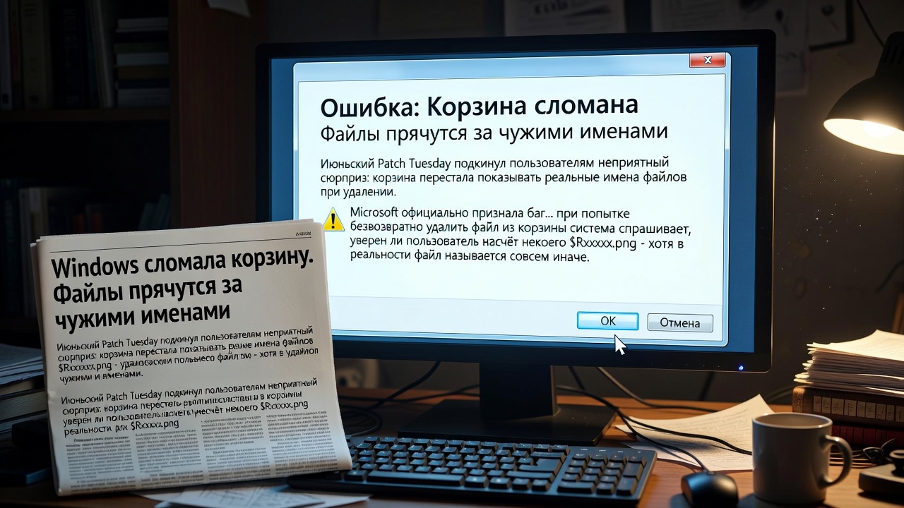 Windows сломала корзину. Файлы прячутся за чужими именами